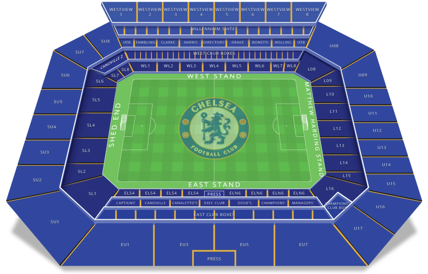 Stamford Bridge seating plan