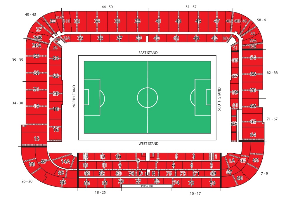 Riverside Stadium seating plan