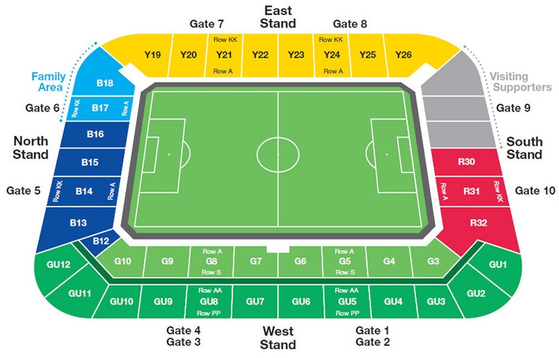 Madejski Stadium seating plan