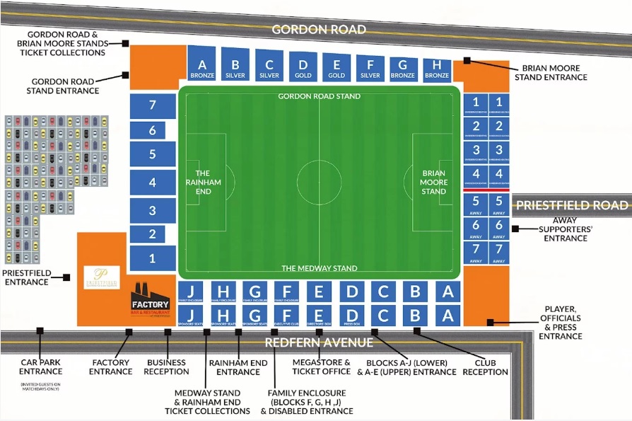 Priestfield Stadium seating plan