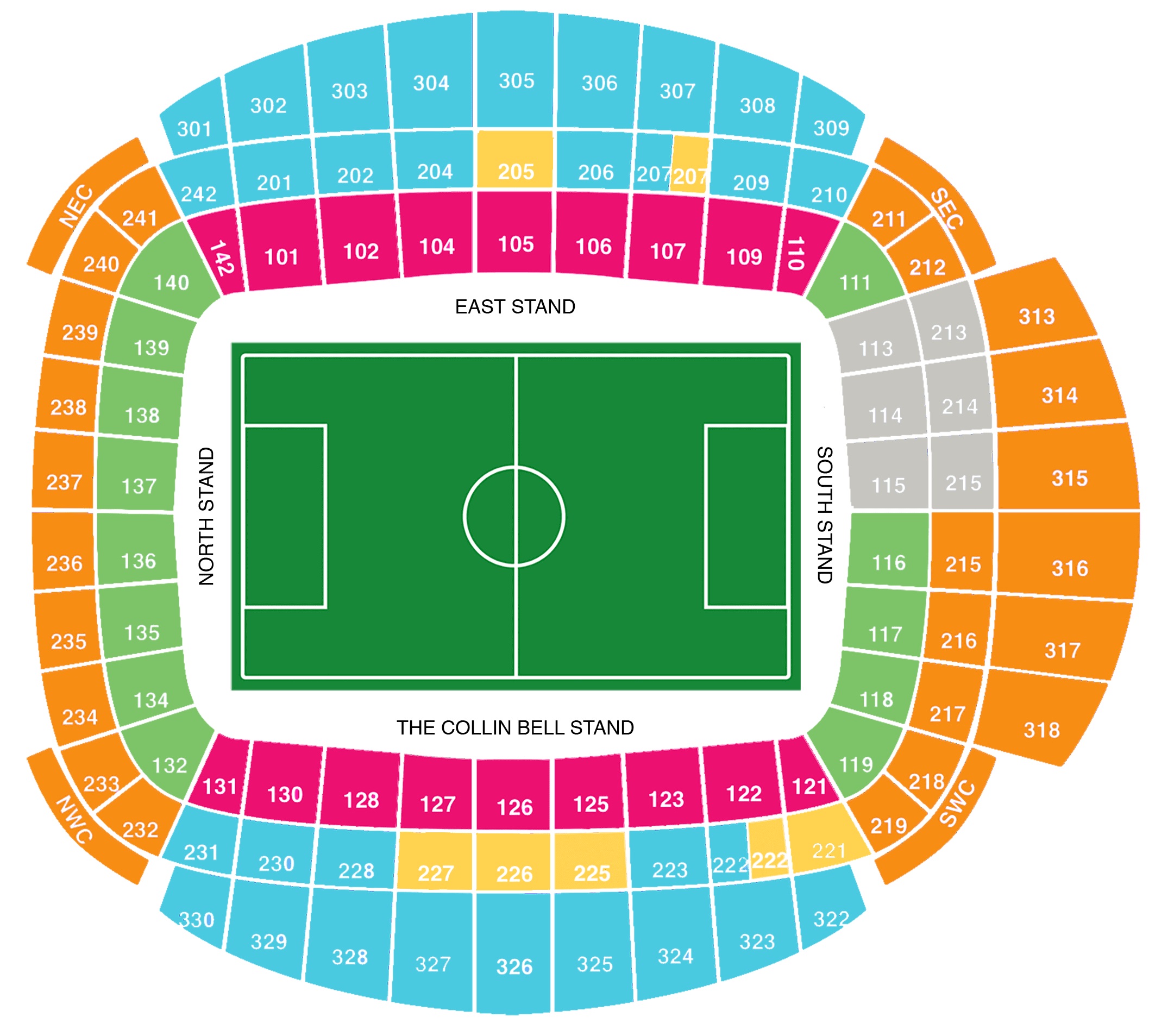 Etihad Stadium seating plan